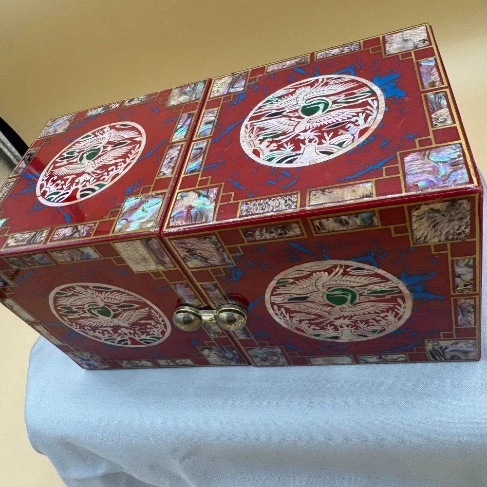 Vintage Korean Najeonchilgi Style Jewelry Box 4 Drawers Phoenix Mother of Pearl